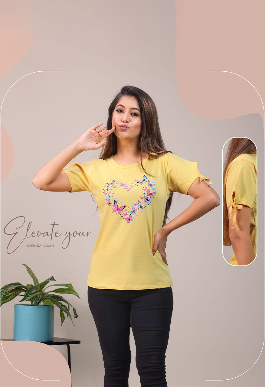 8t9 degree Girls Printed Round Neck Tshirts
