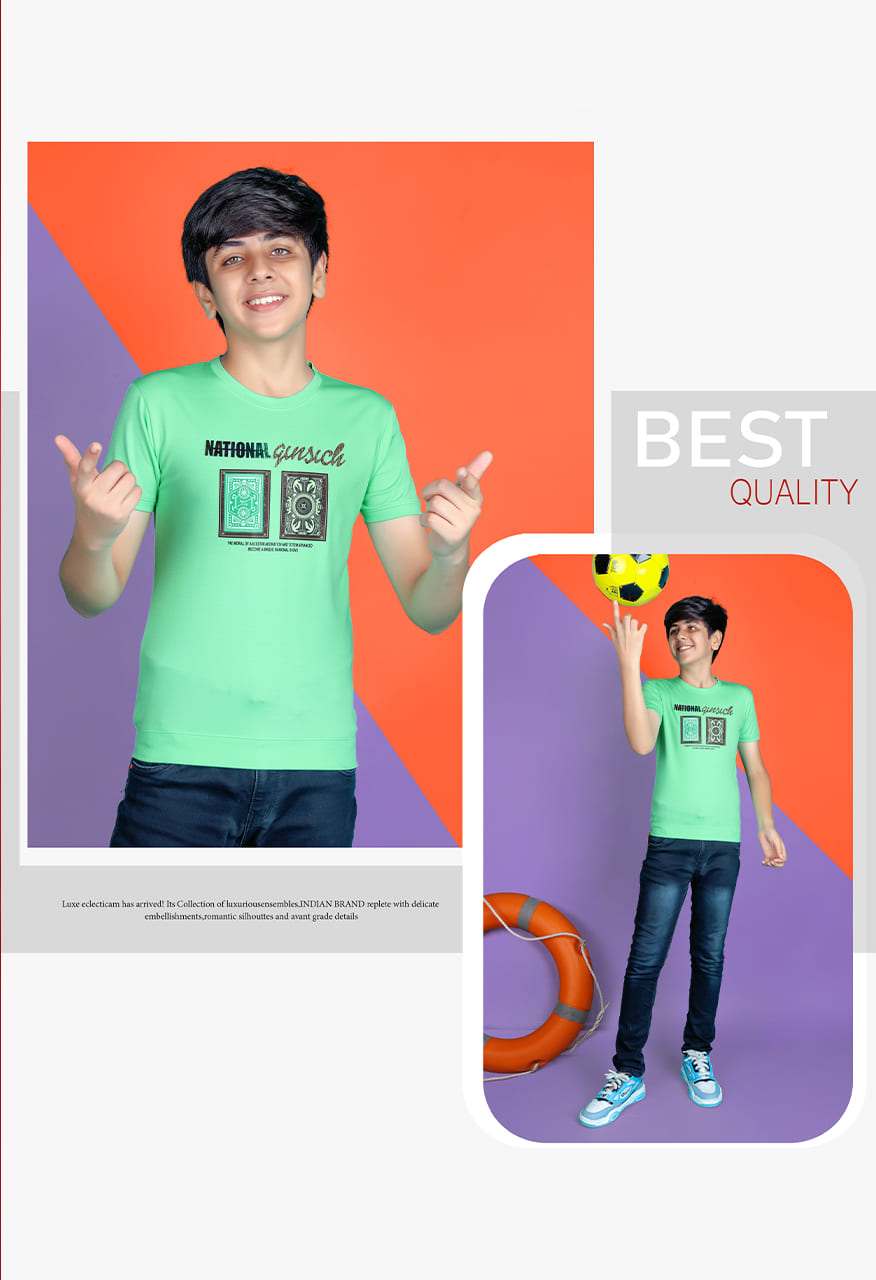 8t9 degree Boys Printed Round Neck Tshirts