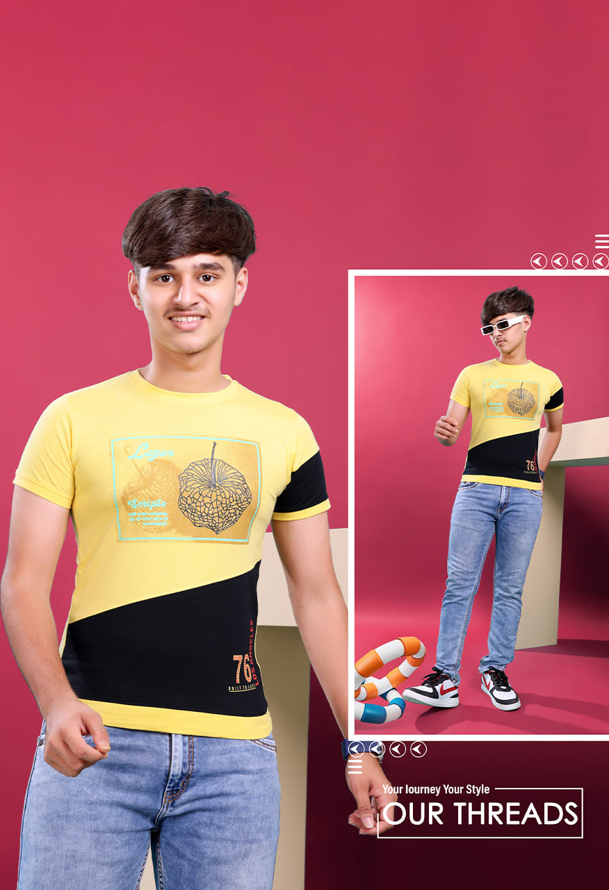 8t9 degree Boys Printed Round Neck Tshirts