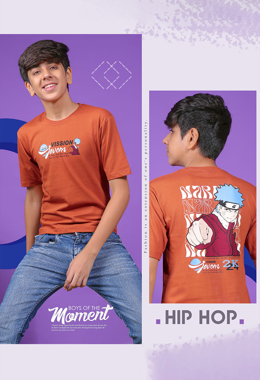 8t9 degree Boys Printed Round Neck Tshirts