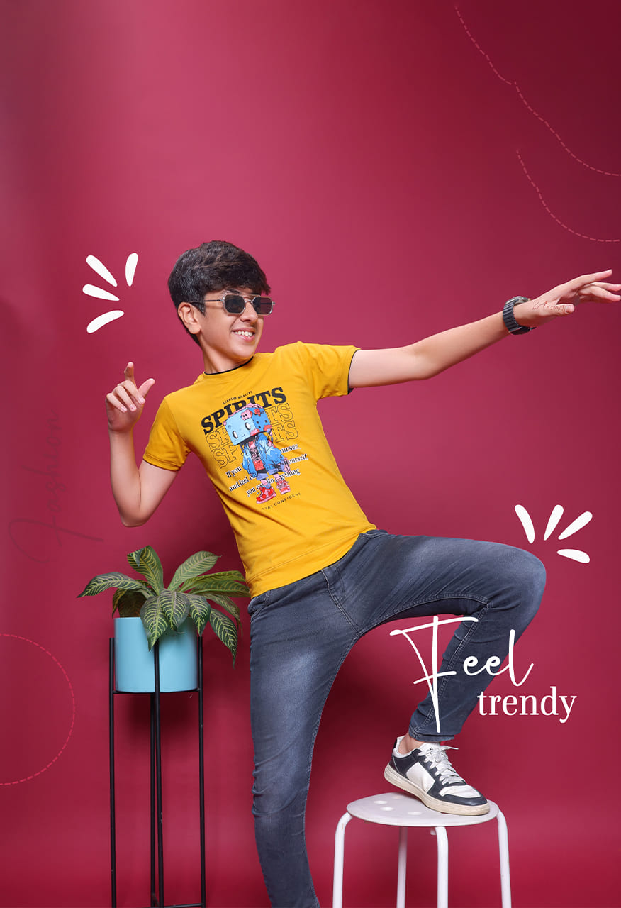 8t9 degree Boys Printed Round Neck Tshirts