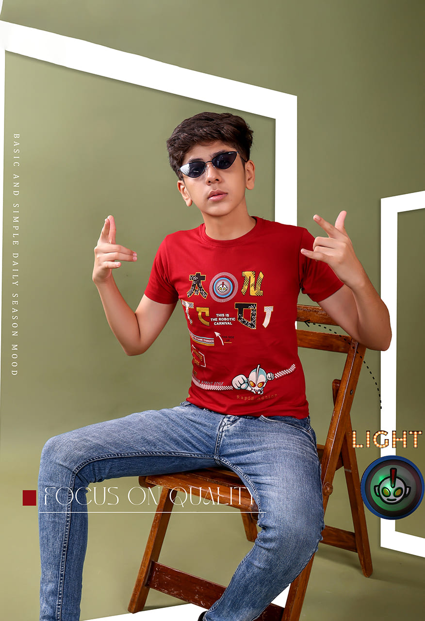 8t9 degree Boys Printed Round Neck Tshirts