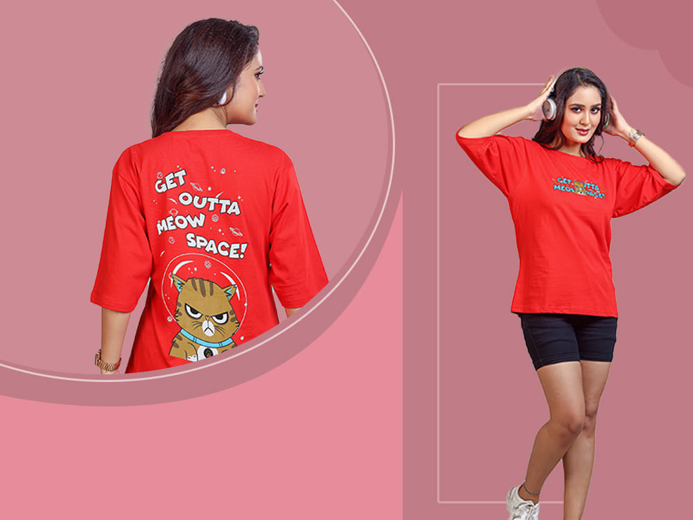 8t9 degree Girls Printed Oversized Tshirts